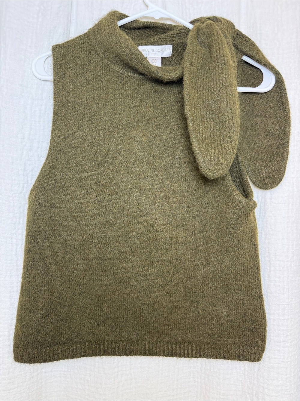 NWT Caroline Constas Olive Scarf-Collar Knit Top